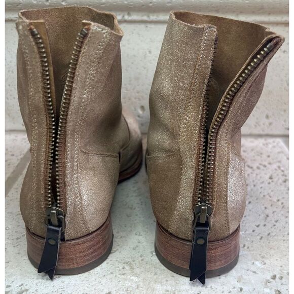 N.D.C. SANDRINE SOFTY BRILLO Sylvia Gold Leather Mid Ankle Boots Sz 36 1/2 - Picture 11 of 16